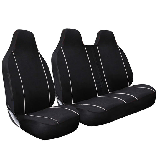 White Piping Van Seat Covers - 3 Seats