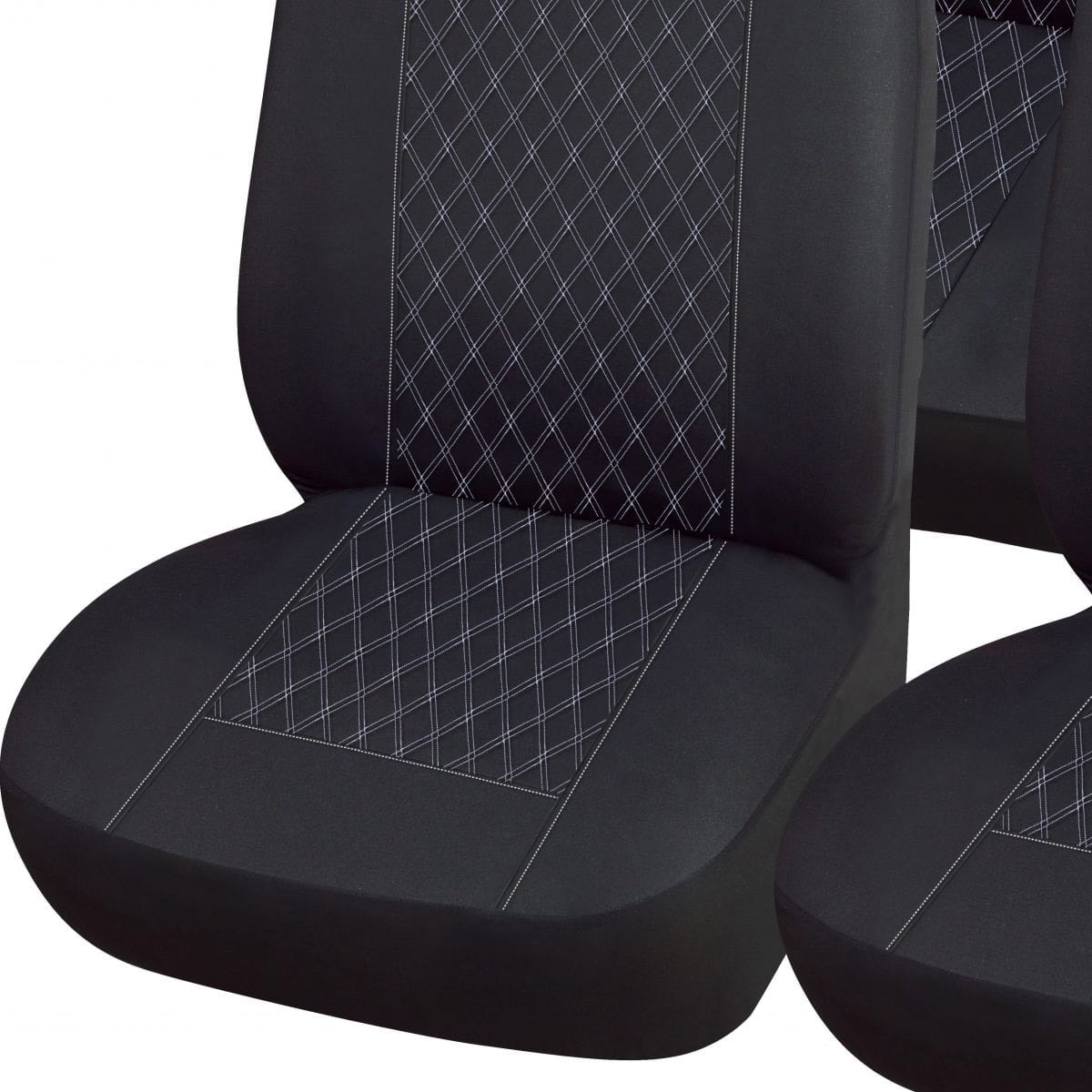 Black Diamond Quilted Polyester Seat Covers - Full set