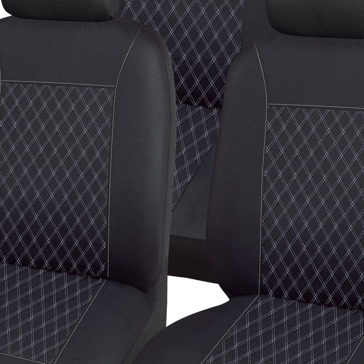 Black Diamond Quilted Polyester Seat Covers - Full set