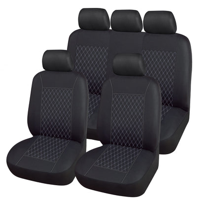 Black Diamond Quilted Polyester Seat Covers - Full set